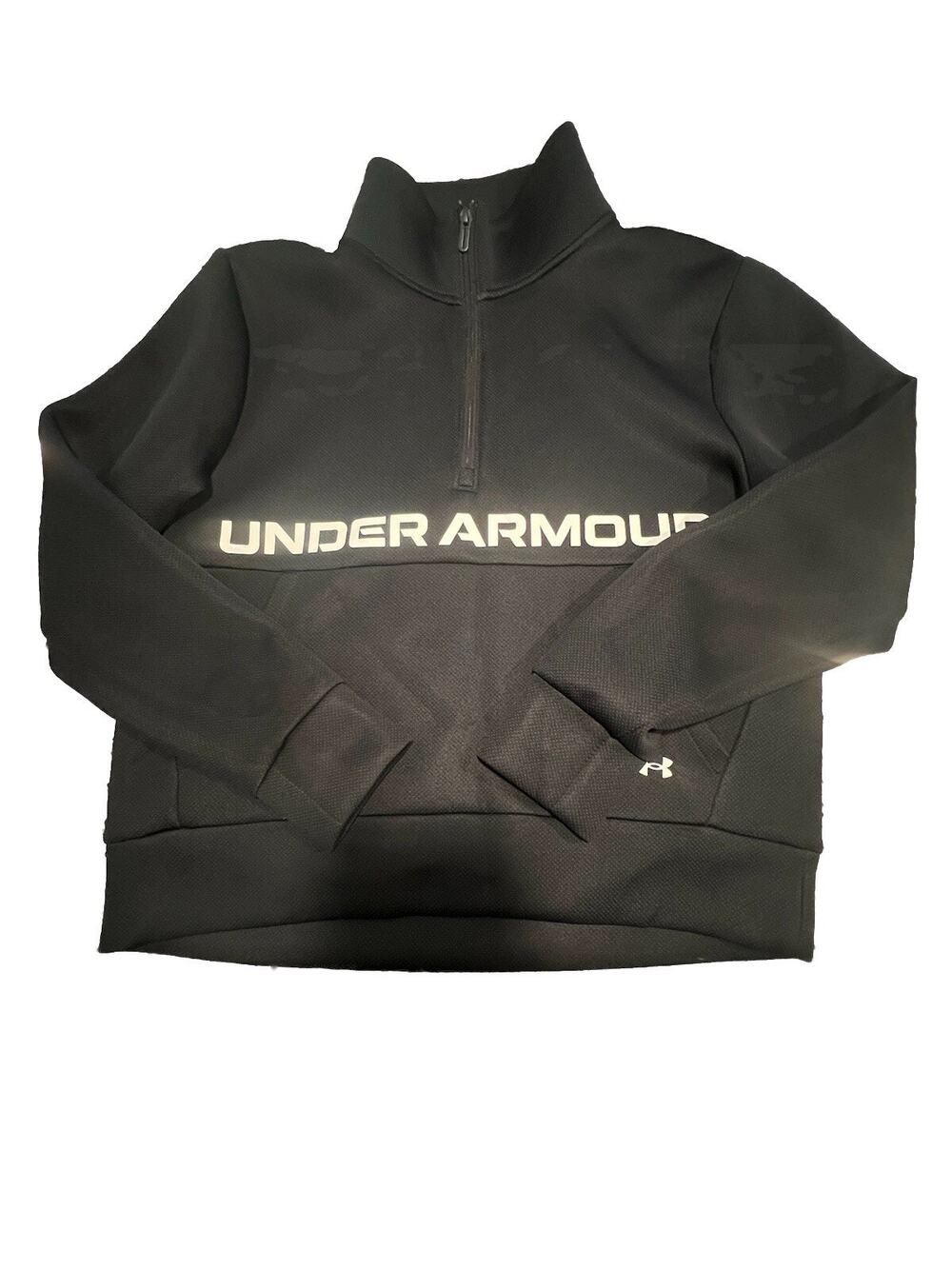 Under Armour Mens Sz Large L 1/4 Zip Pullover Black/Black Coldgear Loose